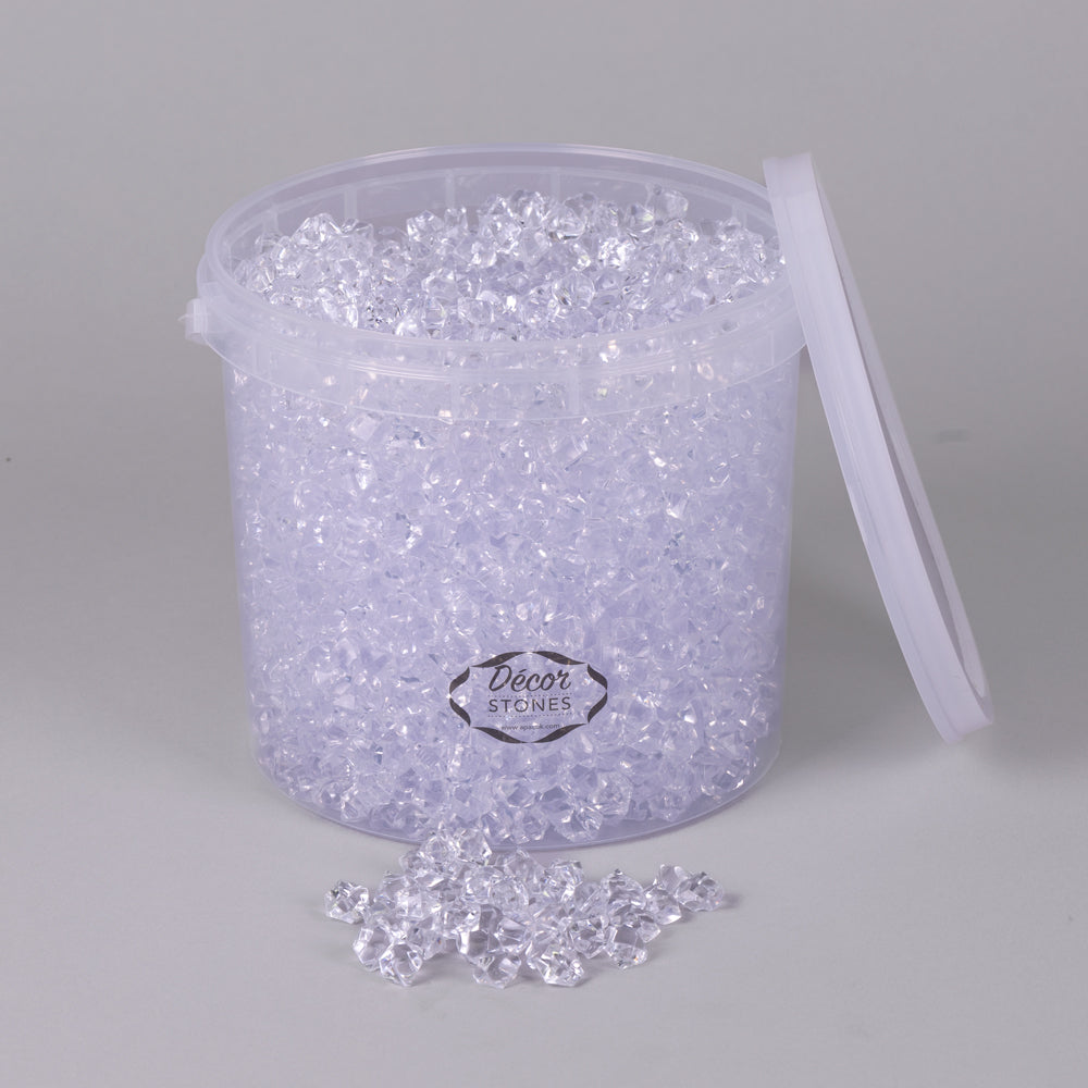Acrylic Stones, Clear, 10-15mm, 1.6kg in a plastic tub