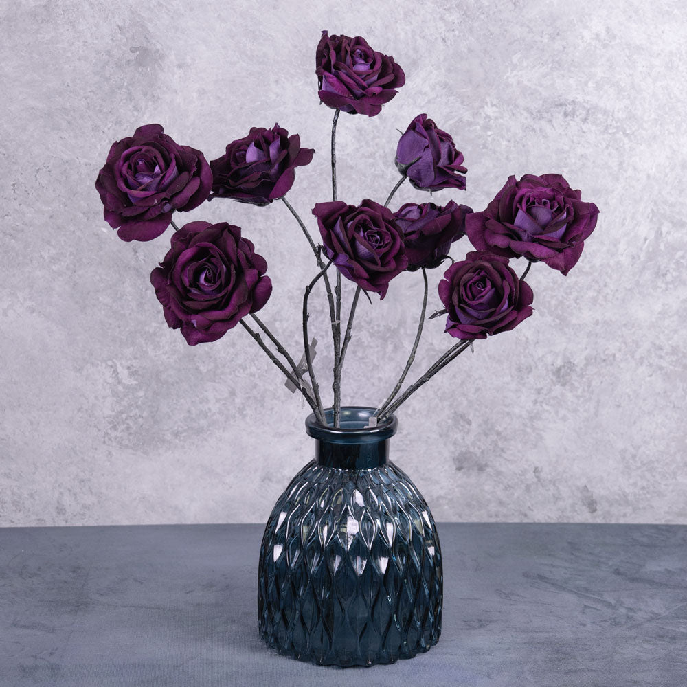Rose Spray (Silk-ka), Dark Purple, 69cm