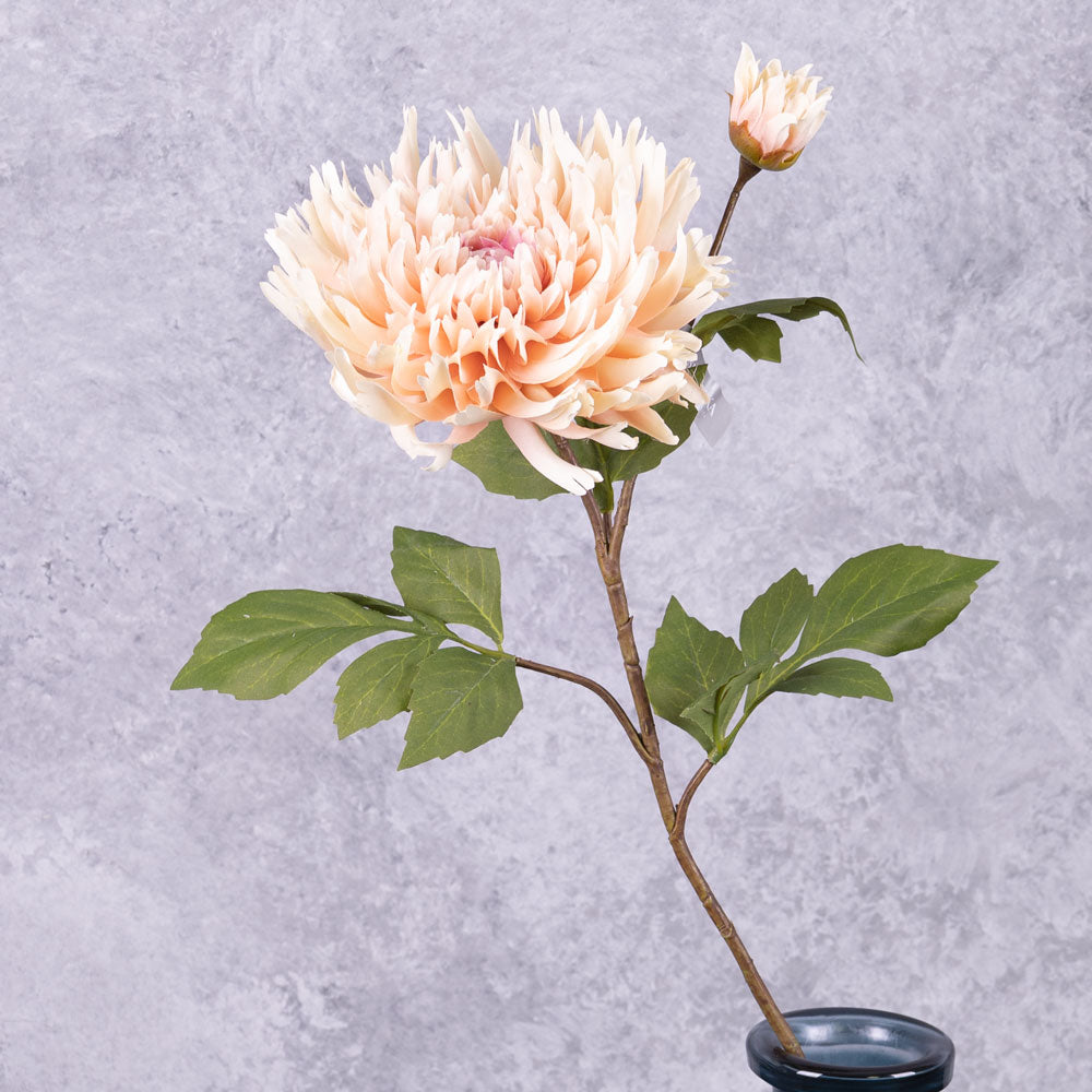Chrysanthemum Spray (Silk-ka), Peach, 78cm