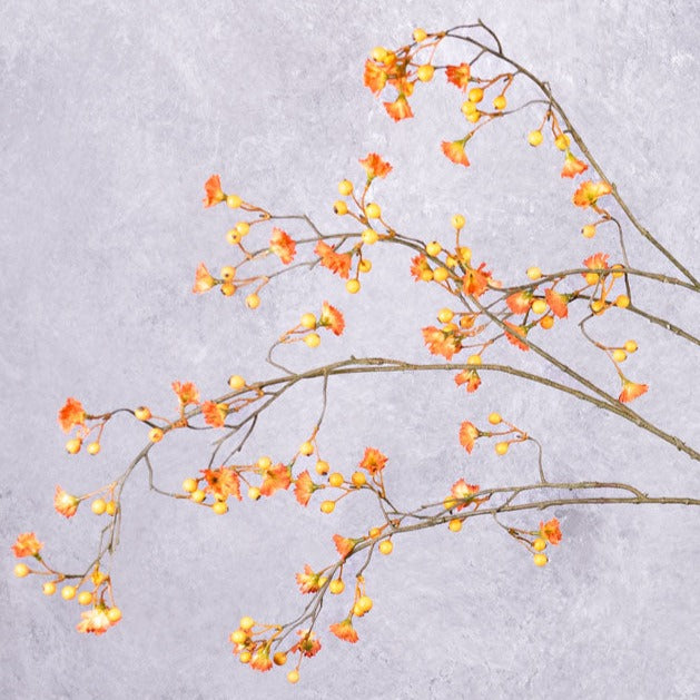 Berry Spray (Silk-ka), Orange/Yellow, 125cm