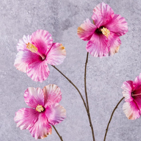 Faux Hibiscus Spray Pink 136 cm - Silk-ka