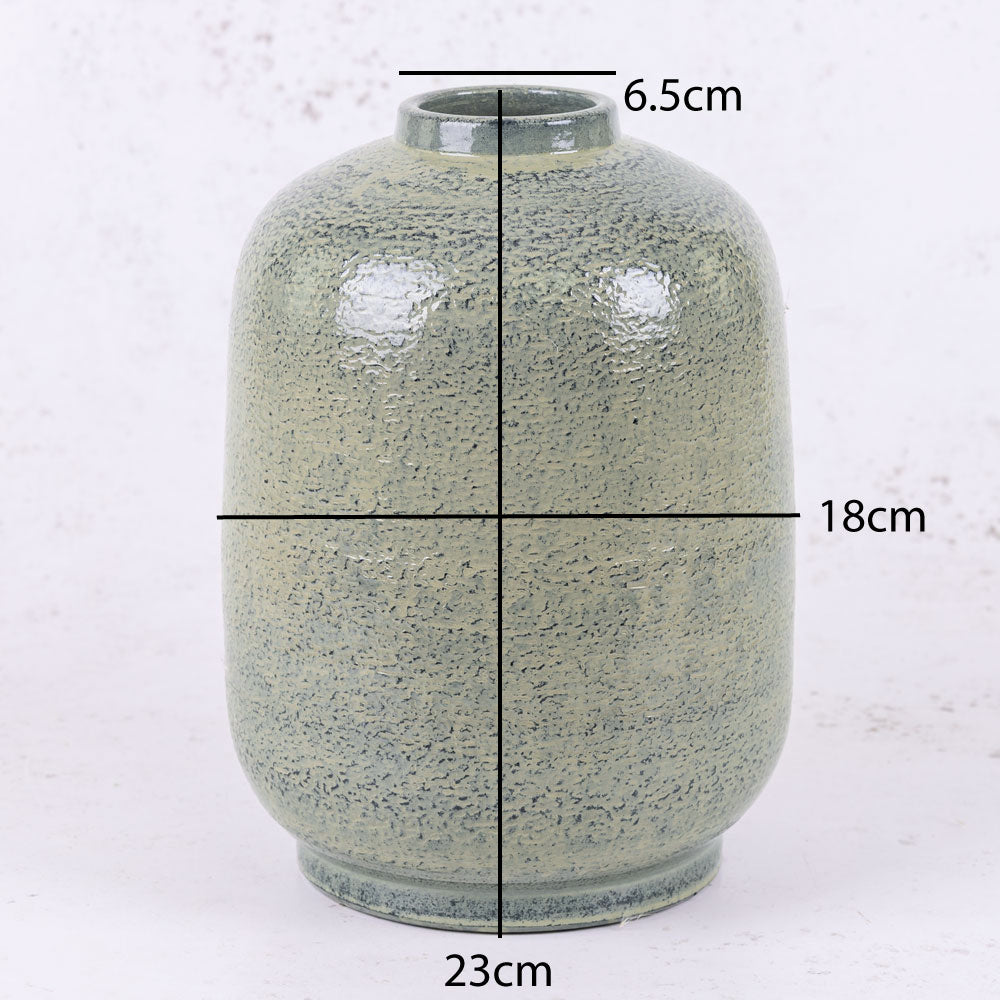 Bottle Vase, Terracotta, Pale Sage Green, H28cm