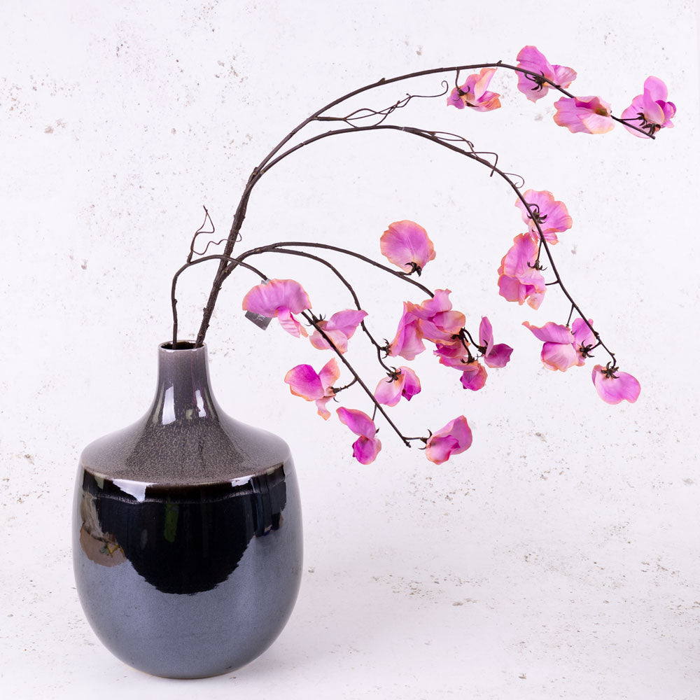 Vase, Ceramic, Black, 22x21.5cm