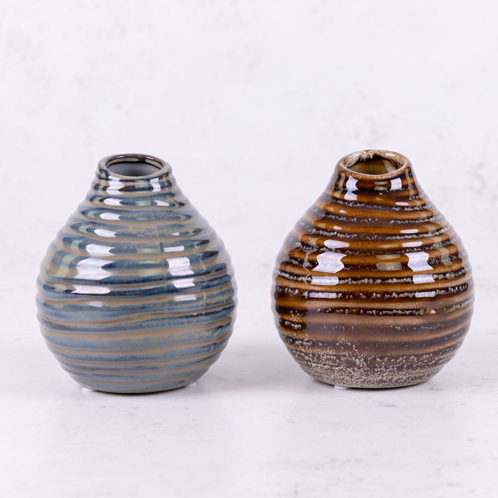 Ceramic Bud Vase, Blue, H10.6cm