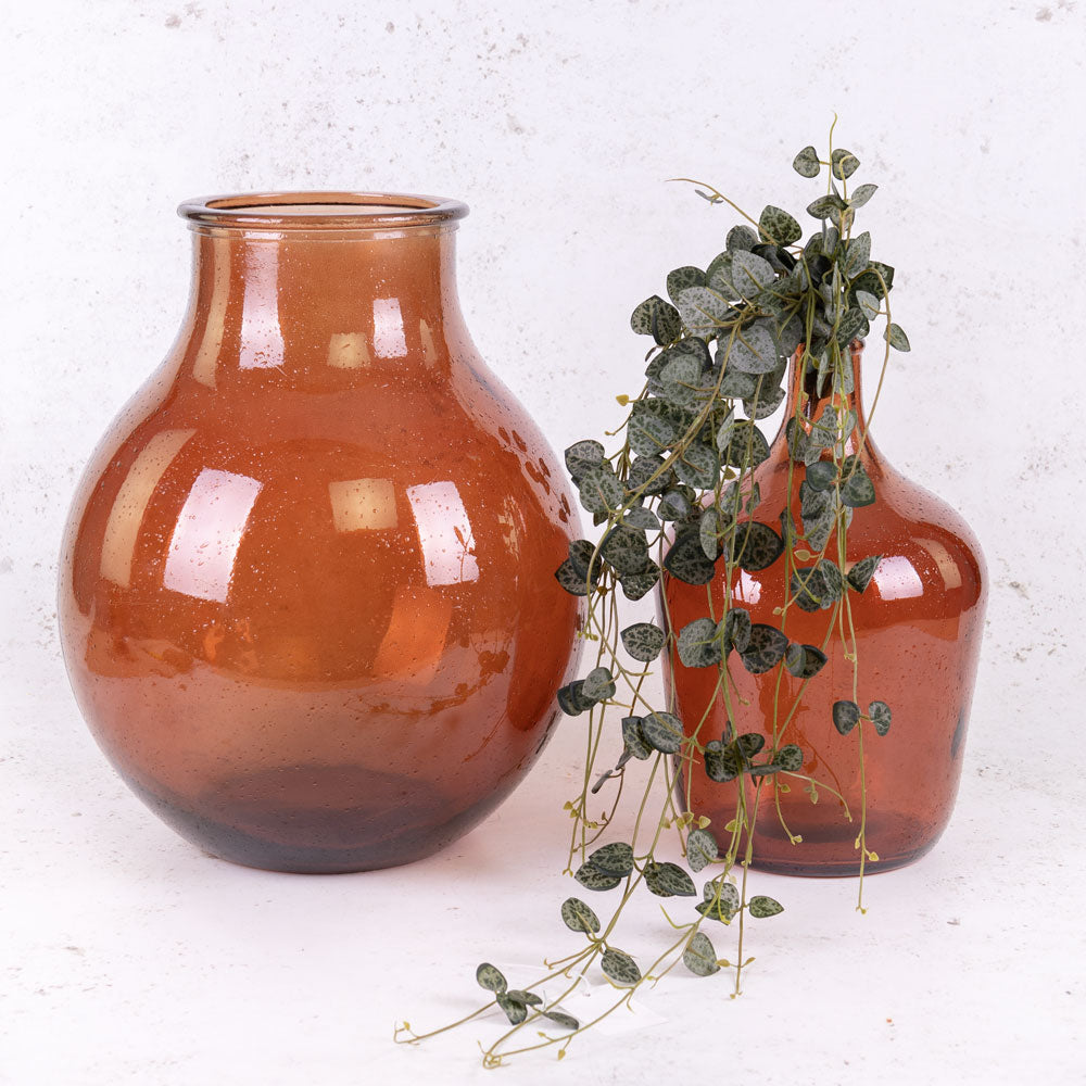 Bottle Vase, Recycled Glass, Dark Red D 18cm x H 30cm