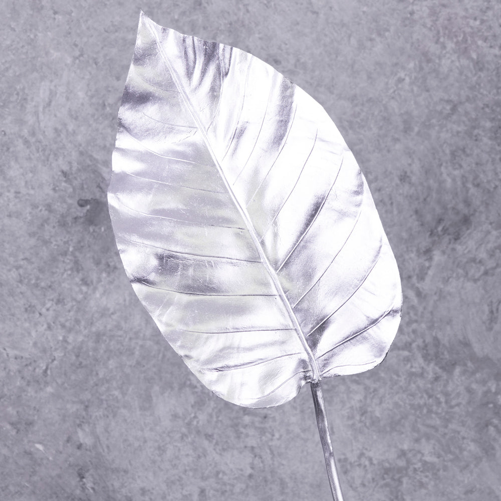 Hosta Leaf, Metallic Silver, 71cm, Artificial