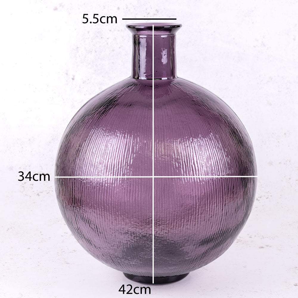 Vase, Recycled Glass, Purple, 34 x 42cm